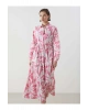 LCWAIKIKI Classic Pembe Gömlek Yaka Desenli Poplin Elbise
