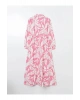 LCWAIKIKI Classic Pembe Gömlek Yaka Desenli Poplin Elbise