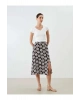 LCWAIKIKI Classic Siyah Beli Lastikli Desenli Yırtmaçlı Etek