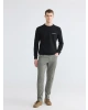 LCWAIKIKI Classic Siyah Bisiklet Yaka Baskılı Erkek Sweatshirt