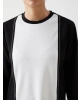 LCWAIKIKI Classic Siyah Bisiklet Yaka Renk Bloklu Kadın Sweatshirt Tunik