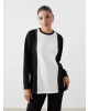 LCWAIKIKI Classic Siyah Bisiklet Yaka Renk Bloklu Kadın Sweatshirt Tunik