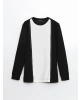 LCWAIKIKI Classic Siyah Bisiklet Yaka Renk Bloklu Kadın Sweatshirt Tunik