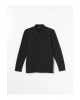 LCWAIKIKI Classic SİYAH Polo Yaka Uzun Kollu Erkek Sweatshirt