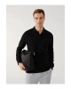 LCWAIKIKI ClassicSiyah Polo Yaka Uzun Kollu Erkek Sweatshirt