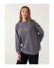 LCWK Bisiklet Yaka Taş Baskılı Oversize Kadın Sweatshirt Tunik