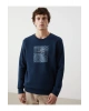 LCWK Bisiklet Yaka Uzun Kollu Baskılı Erkek Kalın Sweatshirt