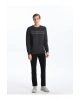 Lcwk Bisiklet Yaka Uzun Kollu Baskılı Erkek Kalın Sweatshirt