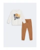 Lw - Bisiklet Yaka Baskılı Erkek Bebek Sweatshirt Ve Eşofman Alt 2li