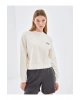 Lw - Bisiklet Yaka Baskılı Oversize Kadın Kalın Sweatshirt