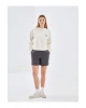 Lw - Bisiklet Yaka Baskılı Oversize Kadın Kalın Sweatshirt
