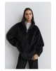 Mavi Antrasit Peluş Ceket Oversize / Geniş Kesim