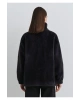 Mavi Antrasit Peluş Ceket Oversize / Geniş Kesim