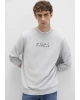 Mavi Baskılı Gri Sweatshirt