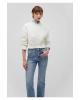 Mavi Bisiklet Yaka Beyaz Crop Kazak Regular Fit / Normal Kesim
