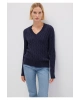 Mavi İpek Karışımlı V Yaka Lacivert Kazak Slim Fit / Dar Kesim