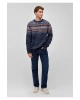 Mavi Jakarlı Lacivert Kazak Regular Fit / Normal Kesim