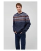 Mavi Jakarlı Lacivert Kazak Regular Fit / Normal Kesim