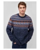 Mavi Jakarlı Lacivert Kazak Regular Fit / Normal Kesim