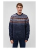 Mavi Jakarlı Lacivert Kazak Regular Fit / Normal Kesim