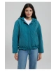 Mavi Kapitone Beli Bağcıklı Mavi Ceket Oversize / Geniş Kesim