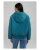 Mavi Kapitone Beli Bağcıklı Mavi Ceket Oversize / Geniş Kesim