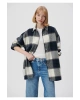 Mavi Kareli Lacivert Gömlek Oversize / Geniş Kesim