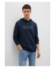 Mavi Logo Baskılı Kapüşonlu Lacivert Sweatshirt