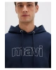 Mavi Logo Baskılı Kapüşonlu Lacivert Sweatshirt