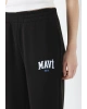 Mavi Logo Baskılı Siyah Eşofman Altı