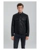 Mavi Siyah Suni Deri Ceket Slim Fit / Dar Kesim