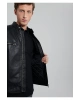 Mavi Siyah Suni Deri Ceket Slim Fit / Dar Kesim