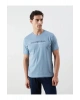 Mavi Standart Kalıp Pamuklu Kaprili Pijama Takımı