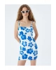 Mini Çiçekli Elbise Slim Fit İp Askılı Bürümcük