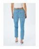 Normal Bel Slim Fit Düz Paça Cepli Düğmeli Kot Pantolon - Slim Straight Fit Jean