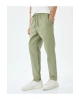 Normal Bel Straight Fit Pamuklu Beli Bağcıklı Pantolon