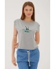 Omuz Büzgülü T-shirt Gri Melanj / Grey Melange