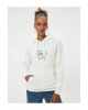 Oversize Kapüşonlu Sweatshirt Kanguru Cep Detaylı Baskılı Şardonlu