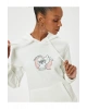 Oversize Kapüşonlu Sweatshirt Kanguru Cep Detaylı Baskılı Şardonlu