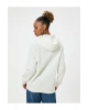 Oversize Kapüşonlu Sweatshirt Kanguru Cep Detaylı Baskılı Şardonlu