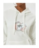 Oversize Kapüşonlu Sweatshirt Kanguru Cep Detaylı Baskılı Şardonlu