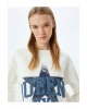 Oversize Sweatshirt Bisiklet Yaka Kolej İşlemeli Şardonlu