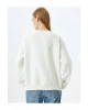 Oversize Sweatshirt Bisiklet Yaka Kolej İşlemeli Şardonlu