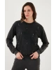 Pamuk Karışımlı Regular Fit Bisiklet Yaka Taşlı Sweat  SWEAT 24K0218K1
