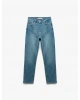 Pamuklu Düz Paça Cepli Düğmeli Jean Pantolon - Straight Jeans