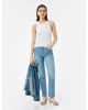 Pamuklu Düz Paça Cepli Düğmeli Jean Pantolon - Straight Jeans