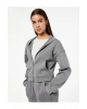 Rahat Kalıp Kanguru Cepli Fermuarlı Yıkamalı Kapüşonlu Crop Sweatshirt