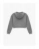 Rahat Kalıp Kanguru Cepli Fermuarlı Yıkamalı Kapüşonlu Crop Sweatshirt
