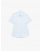 Regular Fit Kısa Kollu Klasik Yaka Düğmeli Çizgili Poplin Gömlek