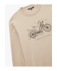 Regular Fit Uzun Kollu Şardonlu Baskılı Bisiklet Yaka Sweatshirt
